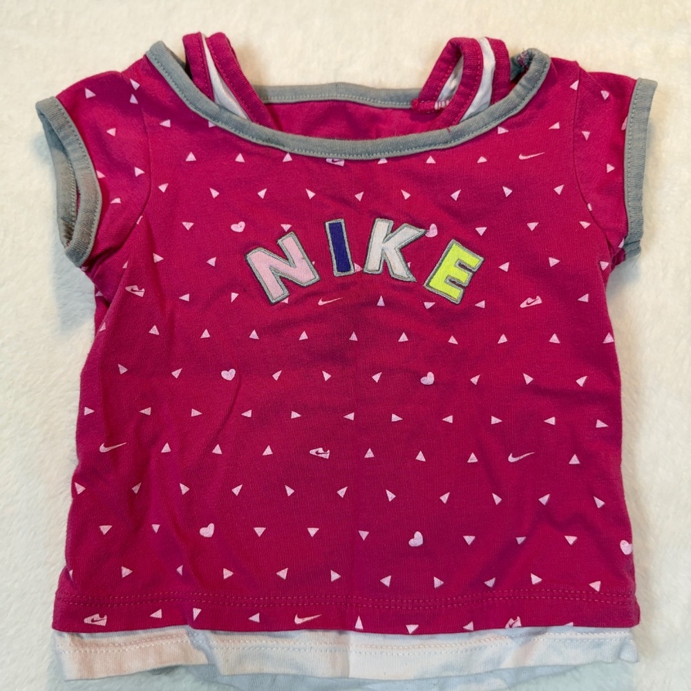NIKE Infant T-Shirt & Skort Size 24 Months Pink Gray Summer - Picture 5 of 7